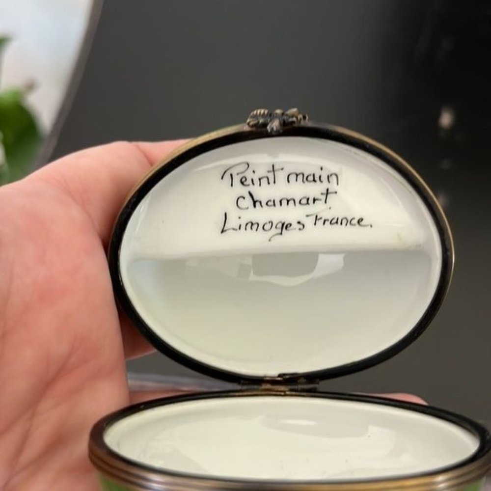 Limoges Chamart Peint Main Watermelon Slice Trinket Pill Box - Picture 9 of 12